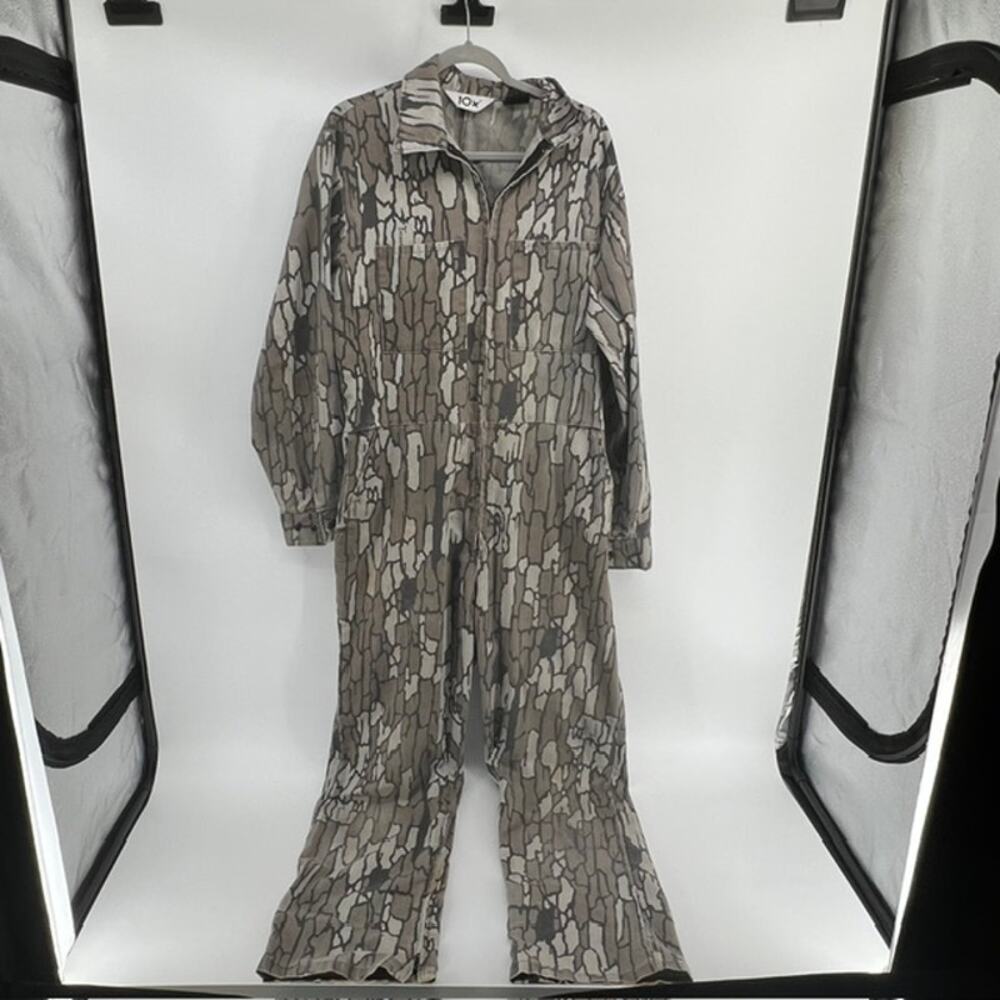 VTG Trebark Camo Coveralls Mens L-Tall Outdoor Hunting Unlined USA Made 10X 80s